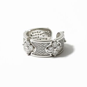SILVER FLORETTE CZ ADJUSTABLE RING